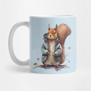 Squirrel Lovers watercolor wearing jacket Mug